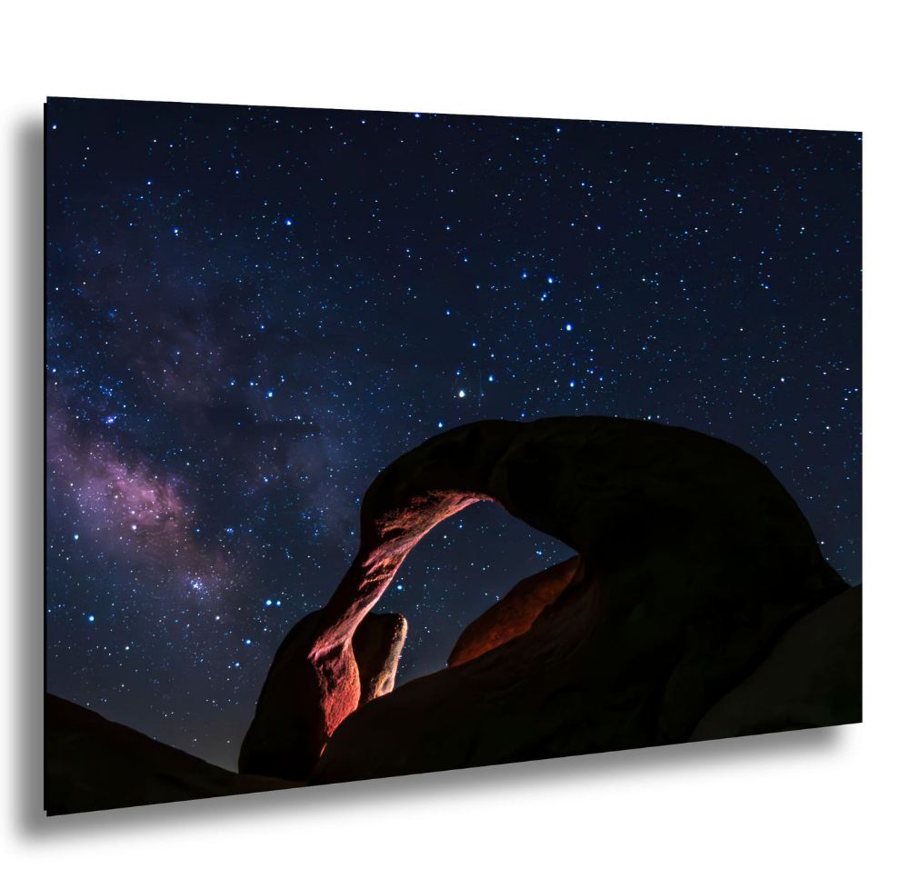 Mobius Arch at night with Milky Way stars in Alabama Hills California.